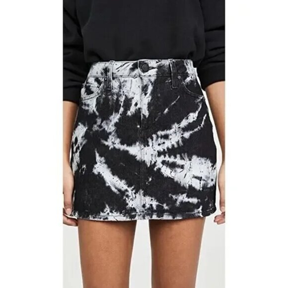 Alice + Olivia Good High-Rise Tie-Dye Denim Mini Skirt in Twilight Zone Size 25 - Picture 1 of 9
